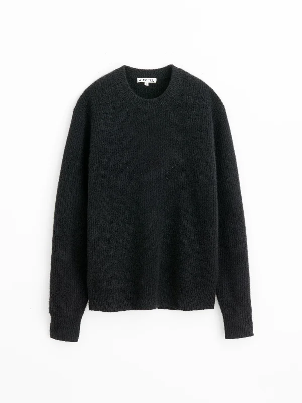 Jordan Sweater in Washed Cashmere Herringbone Houndstooth Plaid