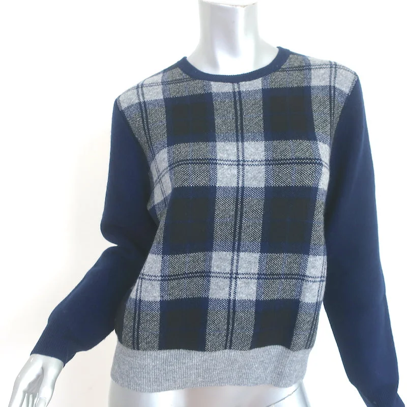Jumper 1234 Tartan Plaid Sweater Navy/Gray Wool-Cashmere Size 2 Lace Blend Ribbed Blend Corduroy Blend Jumper 1234 Tartan Plaid Sweater Navy/Gray Wool-Cashmere Size 2 Lace Blend Ribbed Blend Corduroy Blend