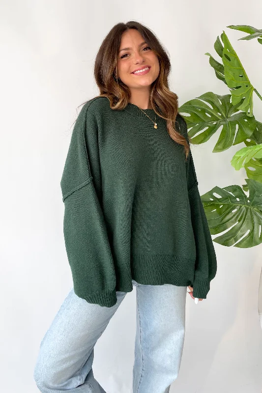 Martha Sweater in Green Mesh Sweater Canvas Denim