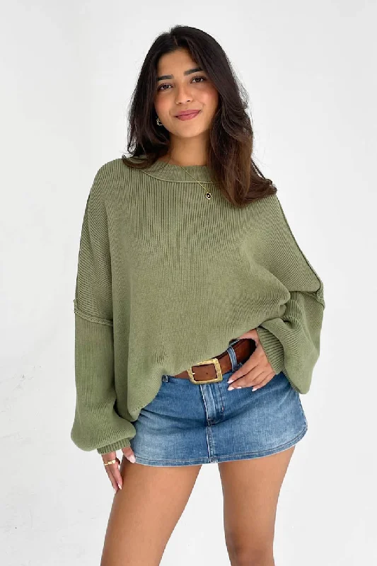 Martha Sweater in Moss Neon Metallic Matte
