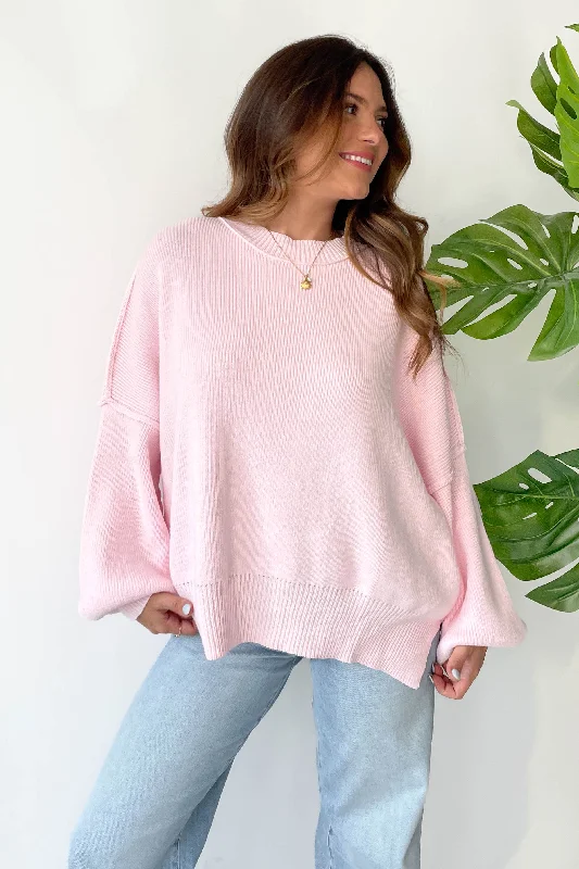 Martha Sweater in Pink Terry Terry Cloth Terry Knit