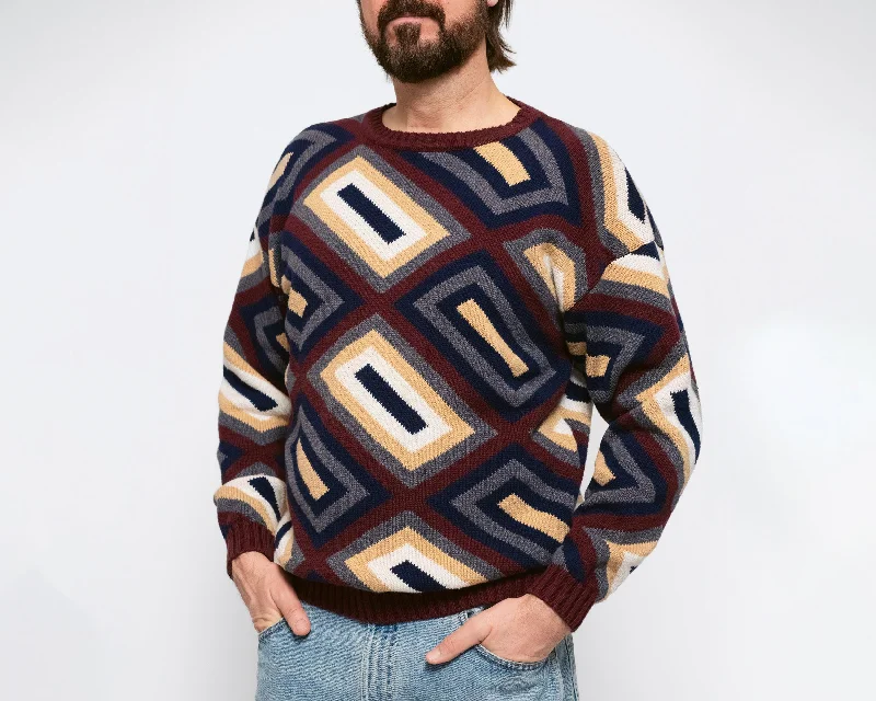 Med-Lrg 90s Geometric Earth Tone Knit Sweater Faux Fur Fabric Real Fur Fabric Shearling Fabric Med-Lrg 90s Geometric Earth Tone Knit Sweater Faux Fur Fabric Real Fur Fabric Shearling Fabric