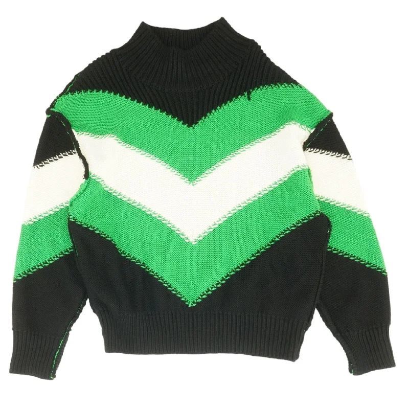 Multi Chevron Mockneck Sweater Toggled Drawstring Belted