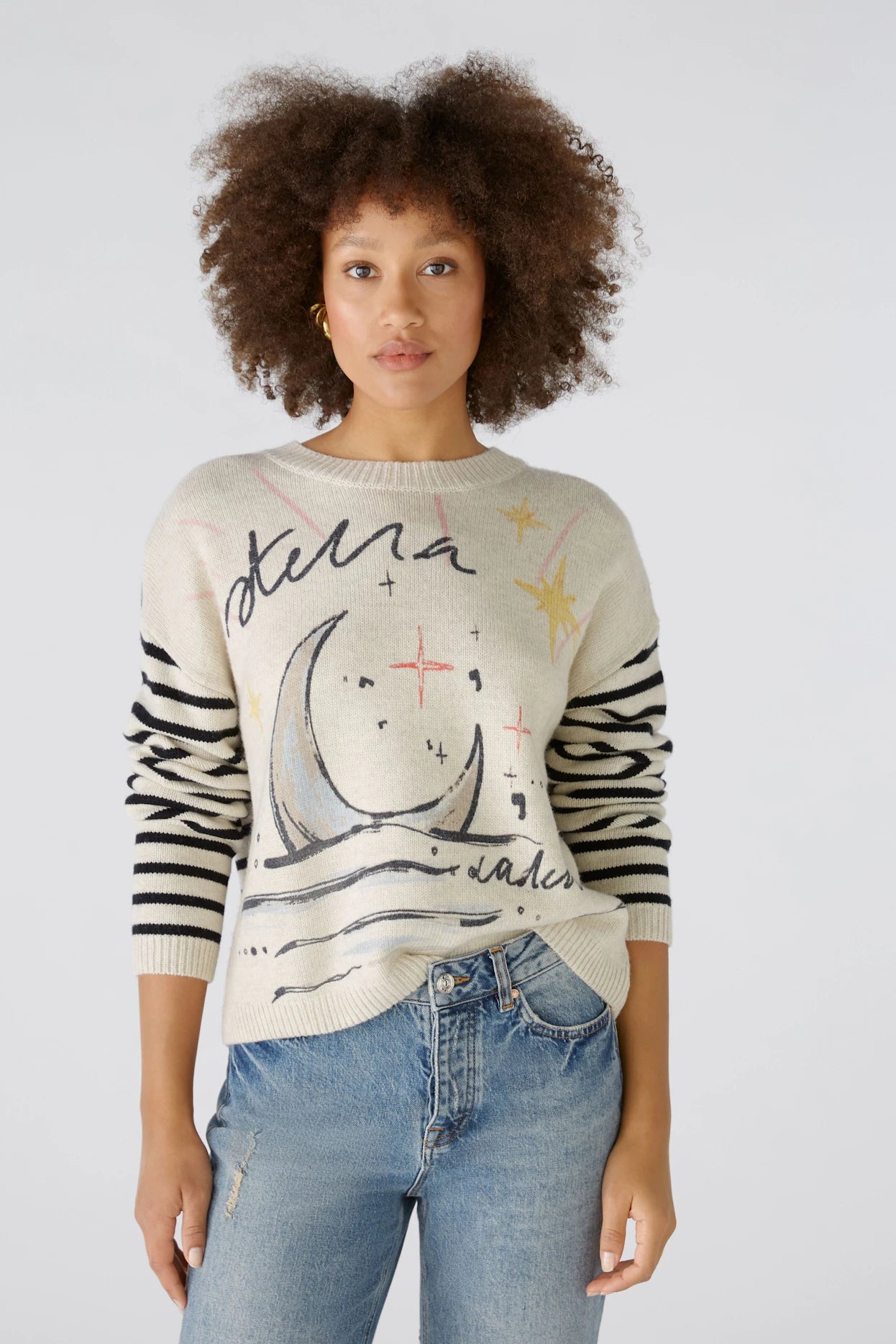 Oui Stella Luna Sweater Cashmere Blend Cotton Blend Poly Blend