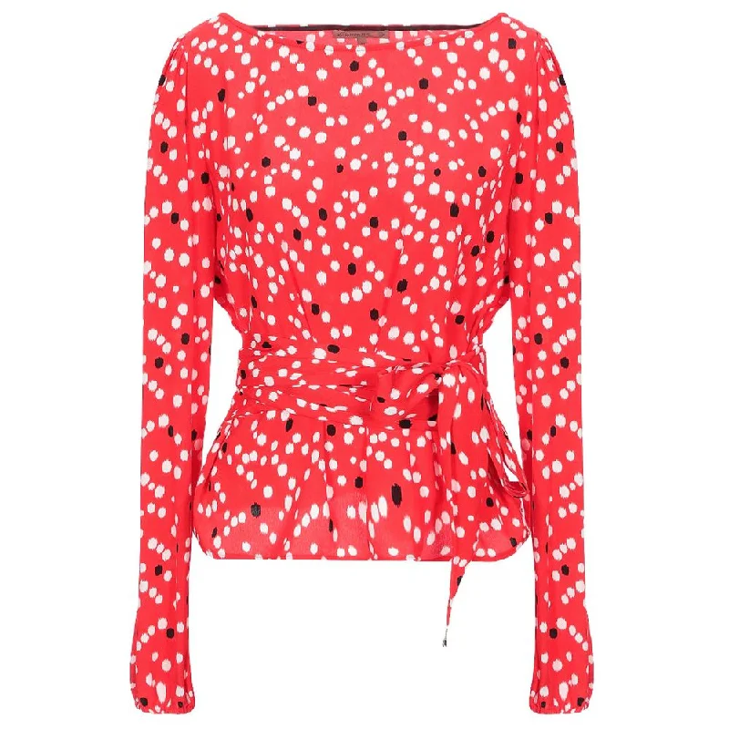 Patrizia Pepe Red Polyester Sweater Long Sweater Short Sweater Cropped Sweater
