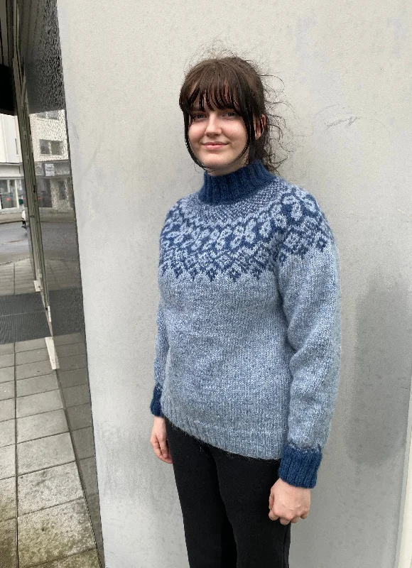 Paula Lettlopi Blue Wool Sweater - Knitting Kit Oversized Loose Flowy