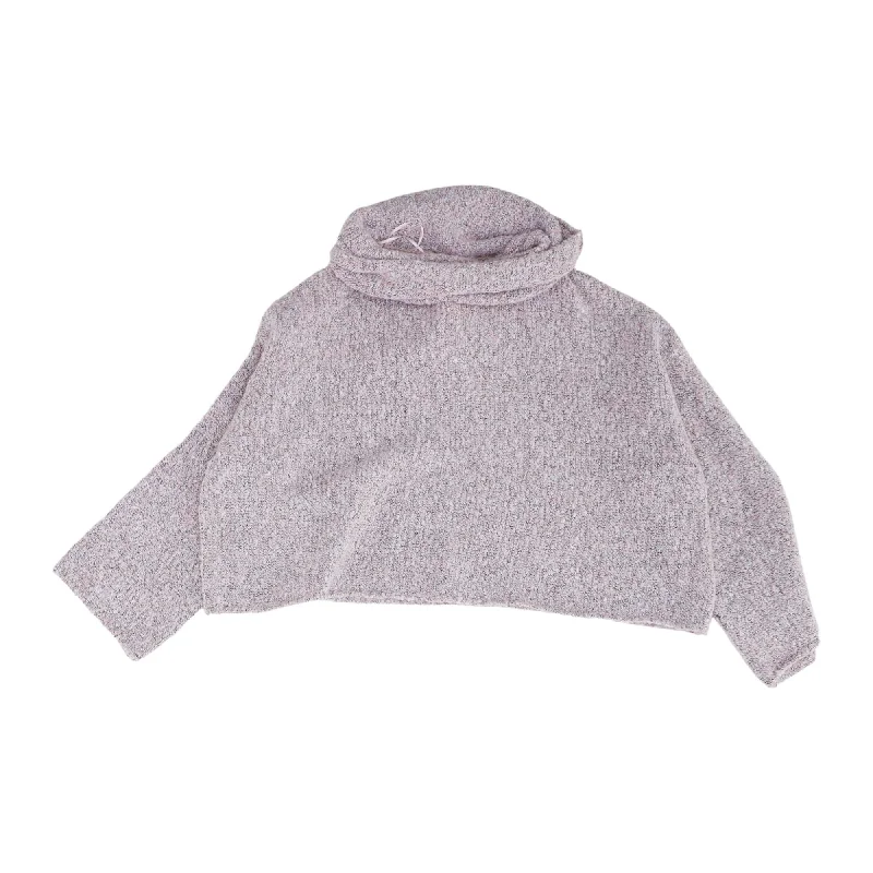 Pink Solid Cowl Neck Sweater Zippered Front Buttoned Front Snap Front