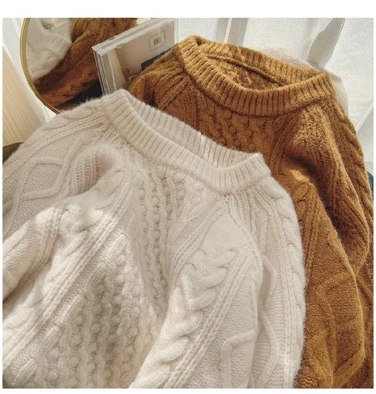 round neck sweater for women vintage style pullover sweater S4879 Cable Knit Ribbed Knit Lace Knit round neck sweater for women vintage style pullover sweater S4879 Cable Knit Ribbed Knit Lace Knit