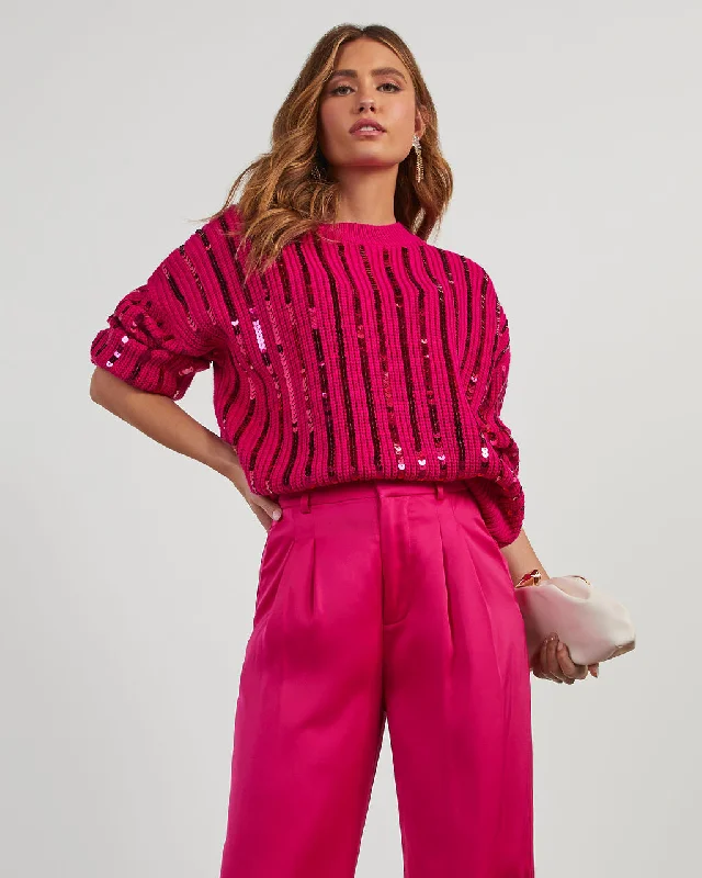 Rue Sequin Stripe Sweater Nylon Fabric Polyester Fabric Spandex Fabric