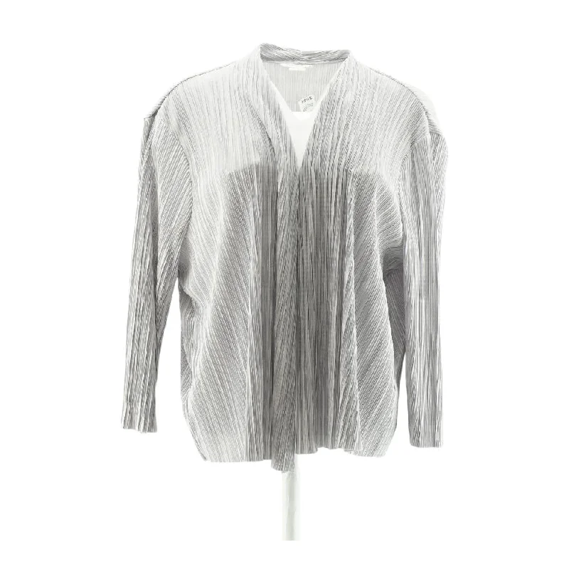 Silver Solid Sweater High Neck Crew Neck V-Neck