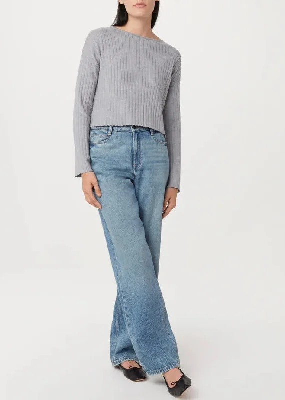 The Boat Neck Cropped Sweater Mesh Fabric Canvas Fabric Denim Fabric