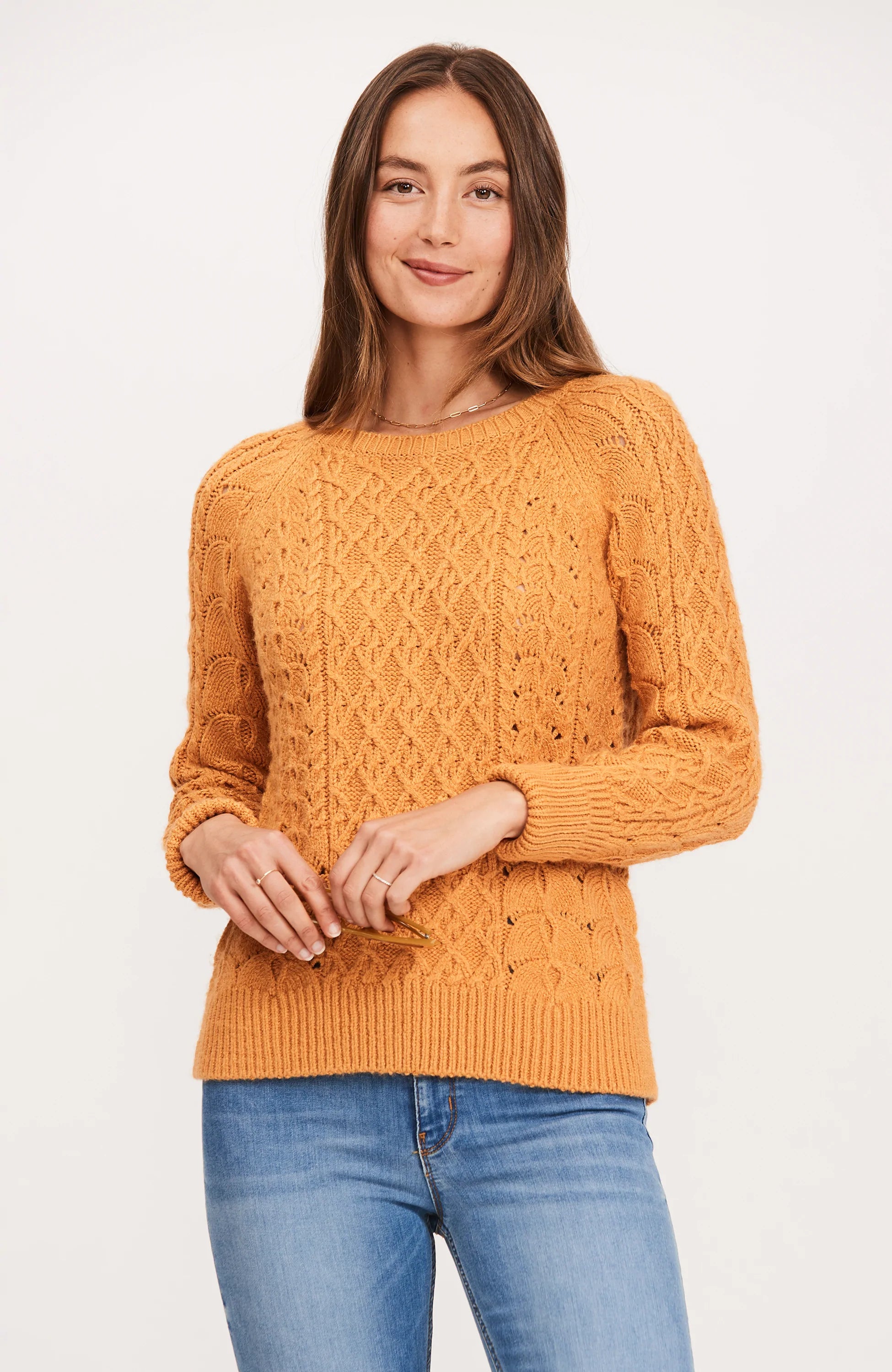 Tyler Boe Novelty Stitch Sweater Marigold Toggled Drawstring Belted