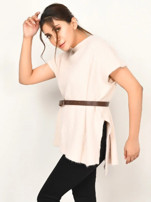 High Low Pullover Sweater Turtle Neck Boat Neck Asymmetrical Neck