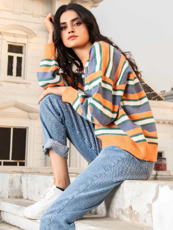 Striped Sweater Cable Knit Ribbed Knit Lace Knit