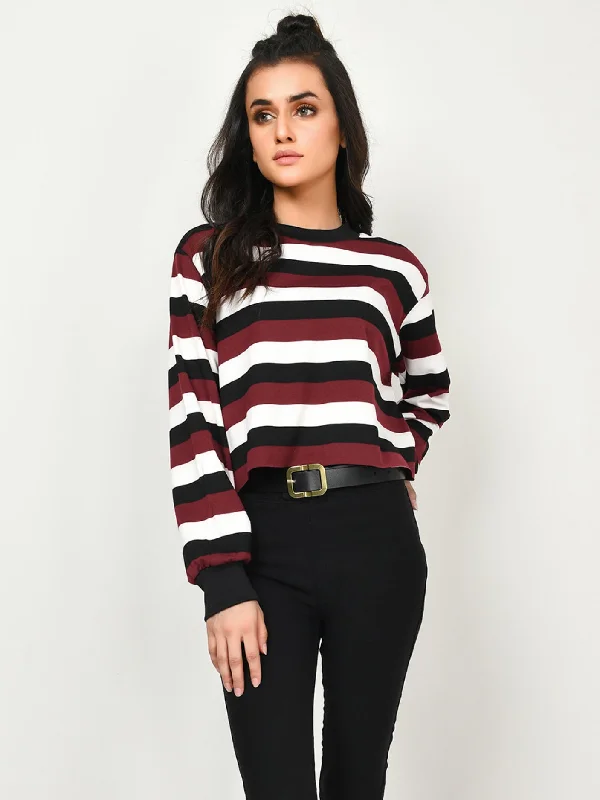 Striped Jumper Long Sweater Short Sweater Cropped Sweater