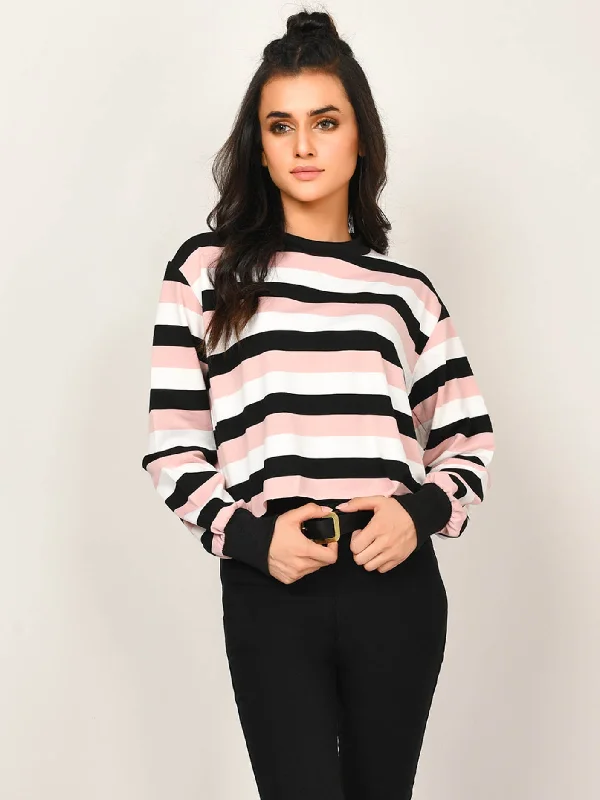 Striped Jumper High Neck Crew Neck V-Neck