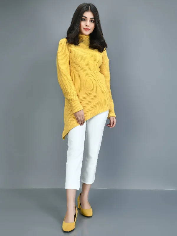 Angular Hem Sweater Print Jacquard Patchwork