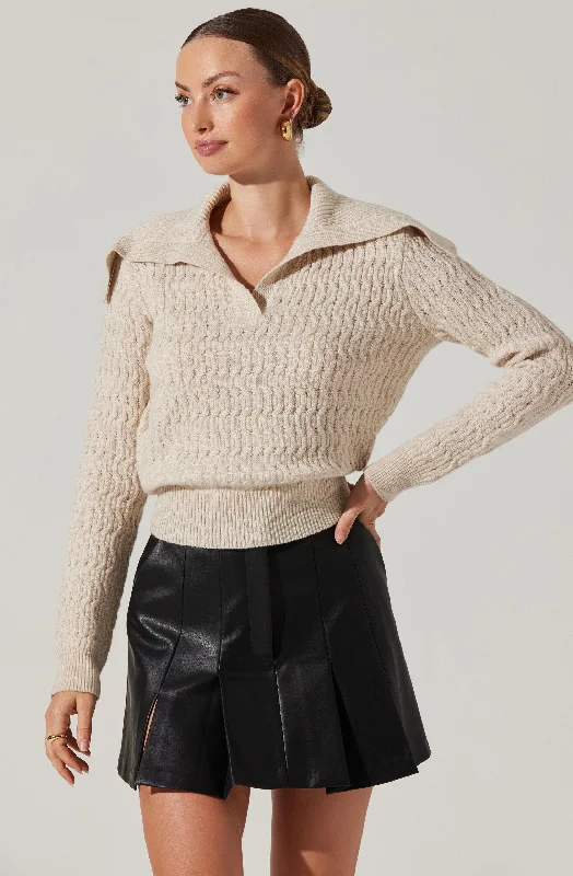 Xanthe Oversize Collar Sweater Silk Blend Satin Velvet