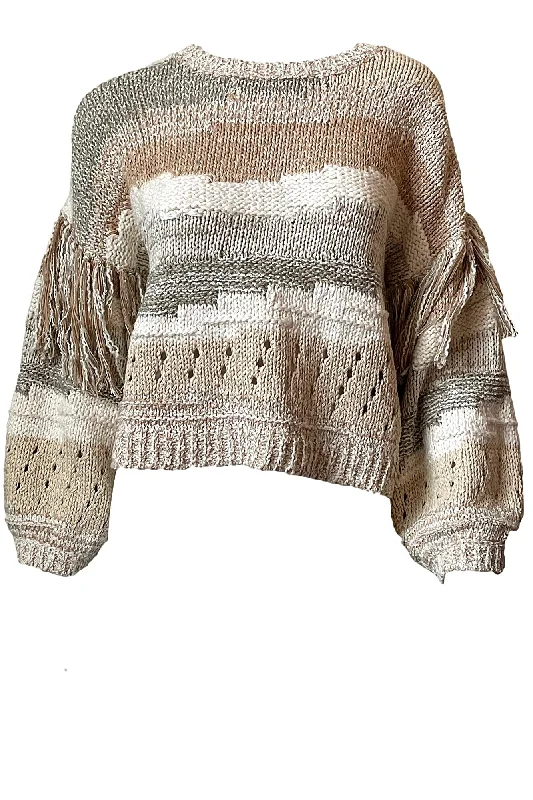 Zora Sweater-Ivory/Sand Spandex Blend Rayon Blend Denim Blend