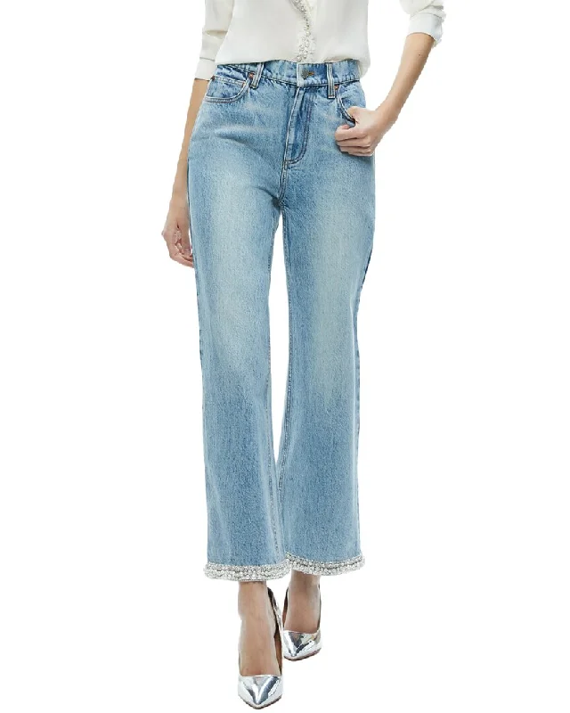 Alice + Olivia Ora High-Rise Embellished Jean