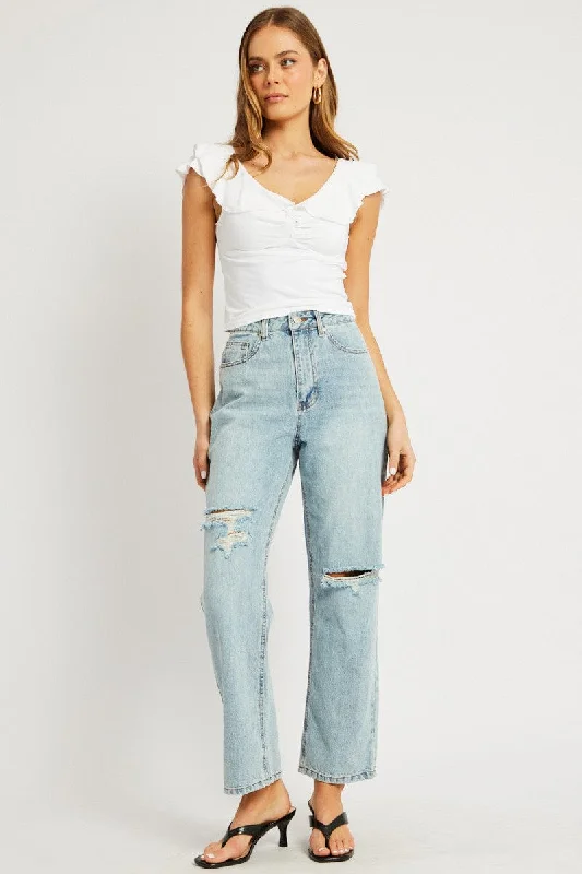 Denim Straight Jean Mid Rise