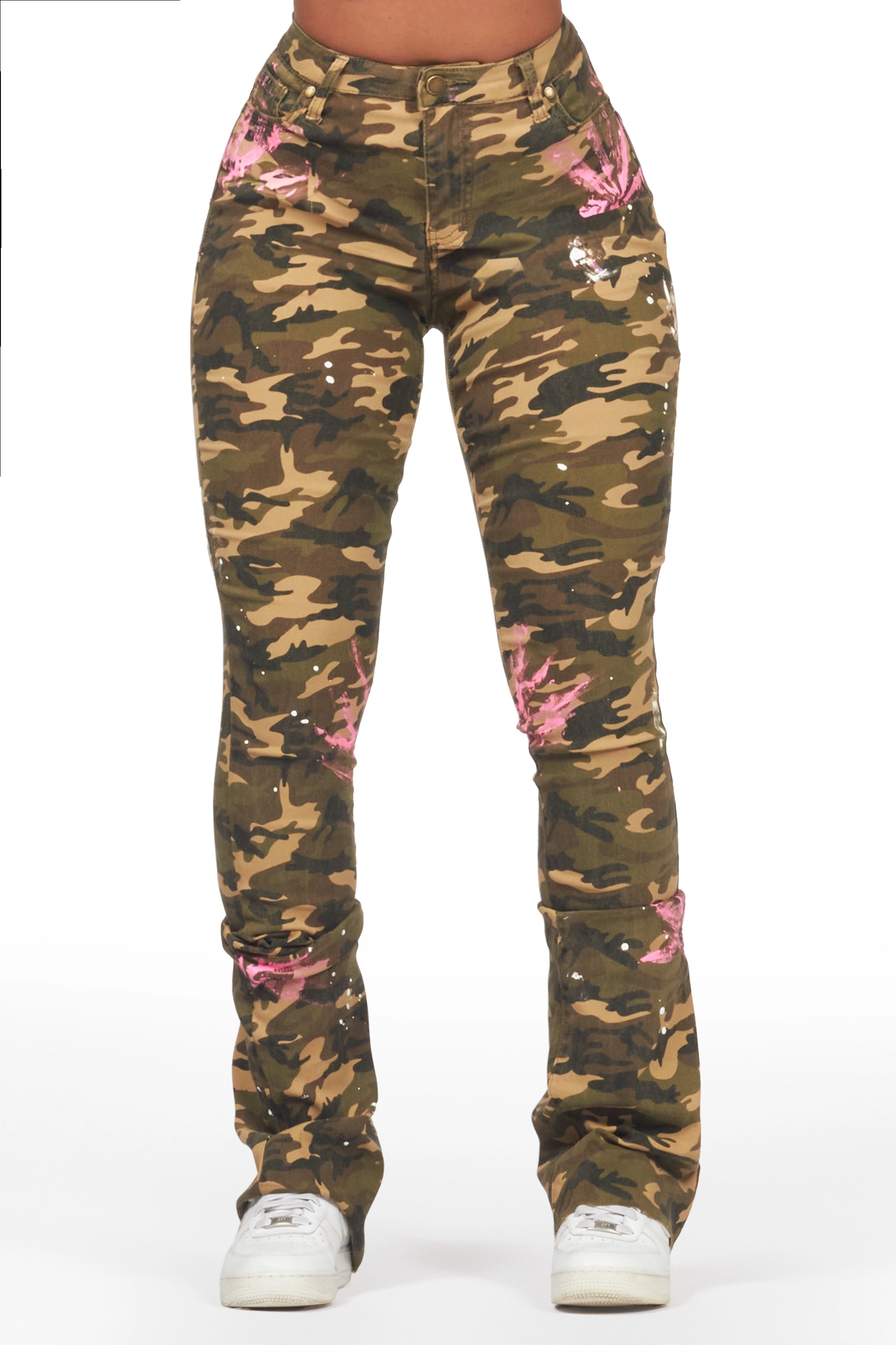 Daishia Camo Painted Super Stacked Jean