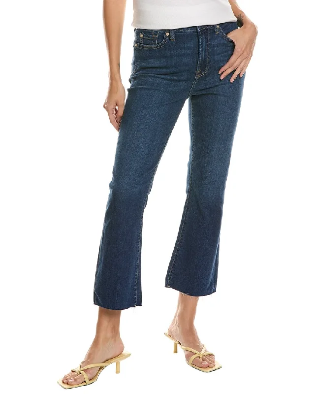 7 For All Mankind High-Waist Slim Kick Opal Slim Jean Chic Rolled Cuff Denim Jeans