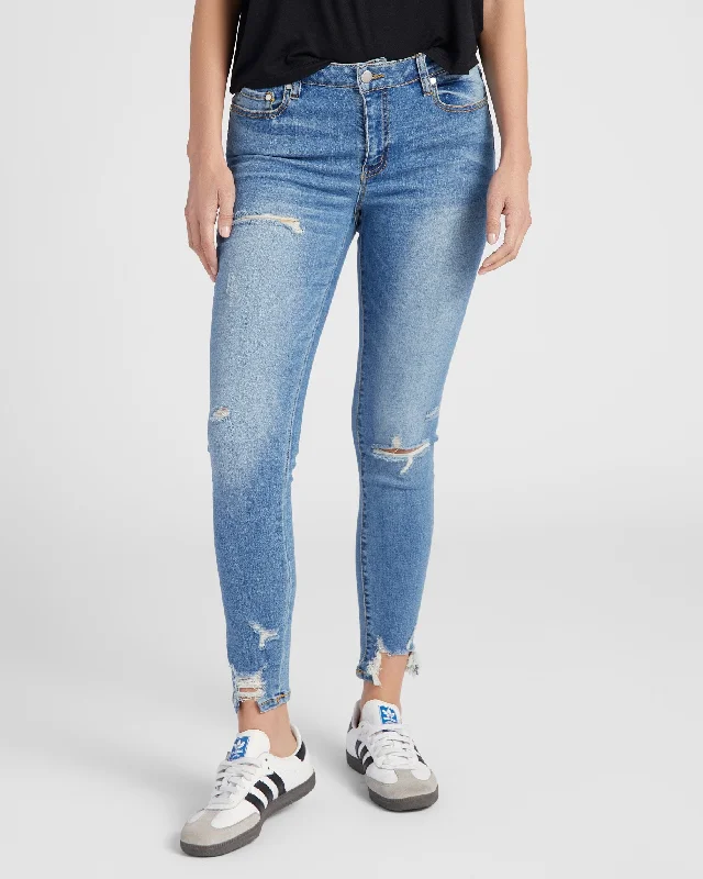 Jett Mid Rise Ankle Skinny Jeans Cozy Tencel Blend Denim Jeans