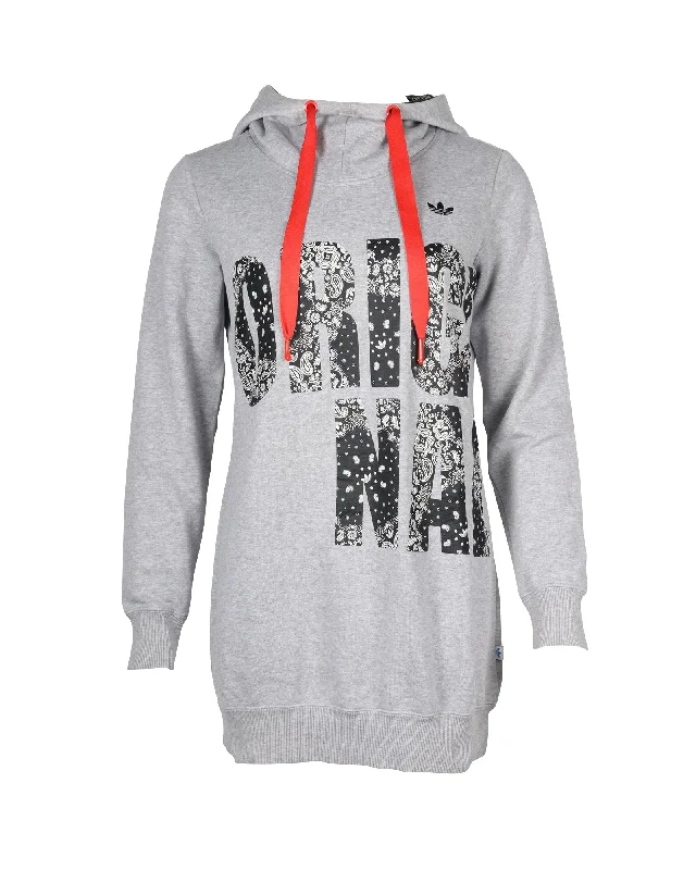 Adidas Originals Hoodie in Grey Cotton Hoodie with Full-Zip Functional Layering