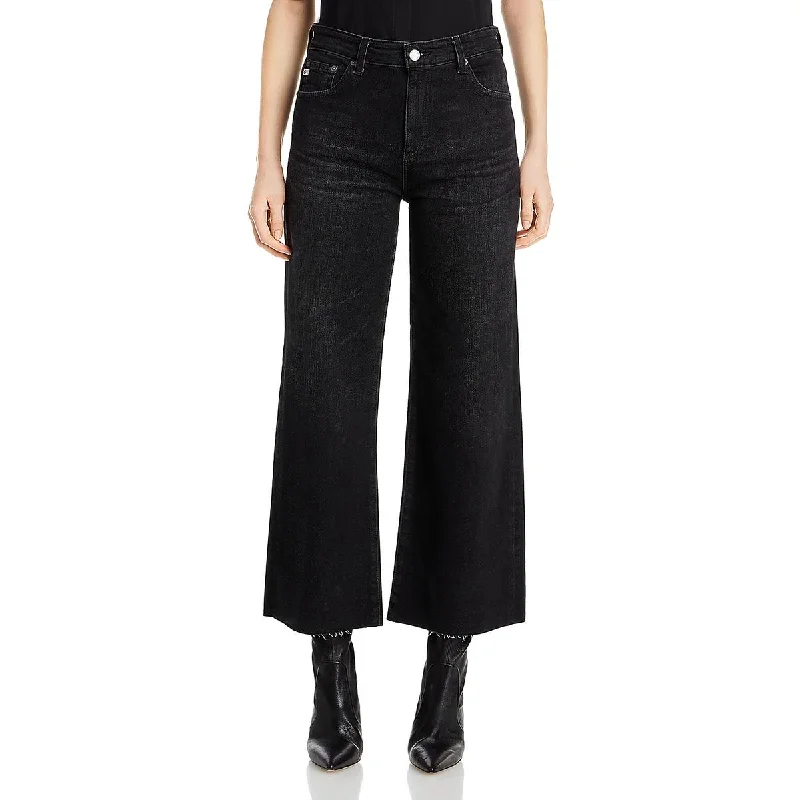 AG Adriano Goldschmied Womens High Rise Cropped Wide Leg Jeans Fashionable Vintage Wash Jeans