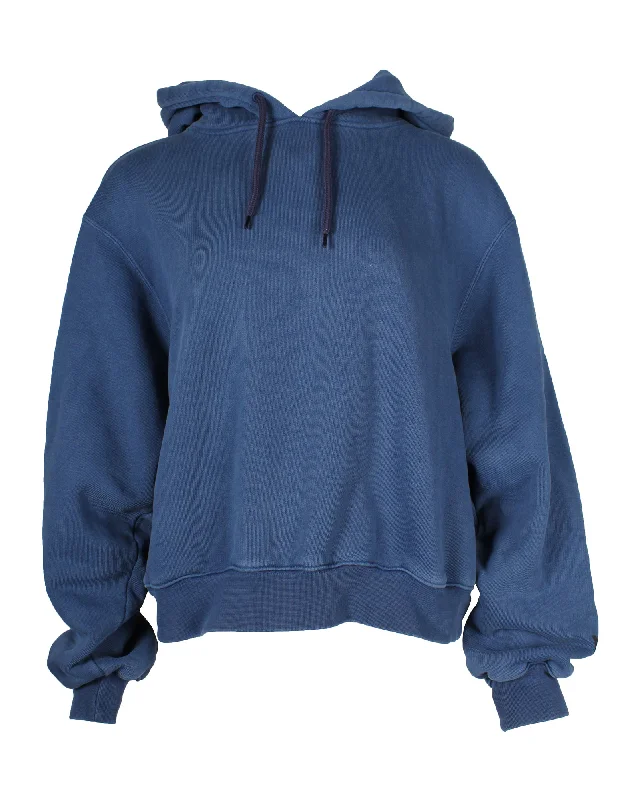 Alexander Wang Drawstring Hoodie in Blue Cotton Hoodie Sweatshirt Pullover