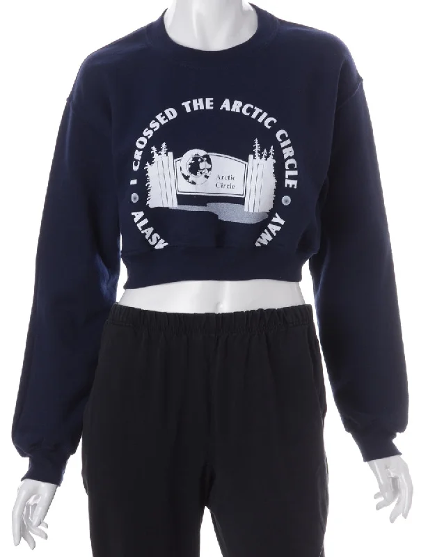 Label Louise Cropped Sports Sweatshirt Hoodie with Front Slit Layering Stylish