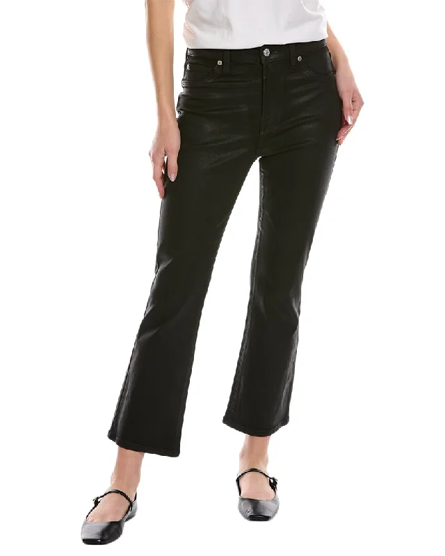 7 For All Mankind Black High-Waist Slim Kick Jean Elegant Wide-Leg Jeans