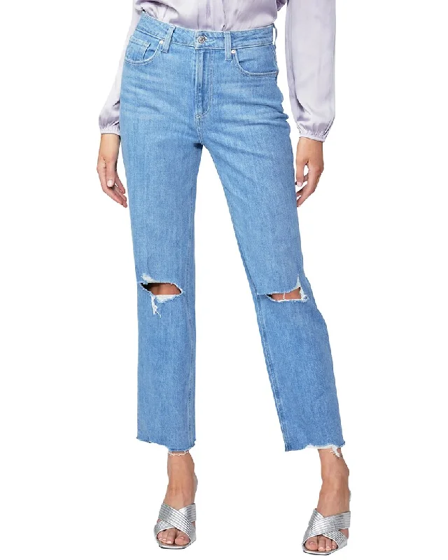Paige High Rise Noella Straight Radical Destroyed Straight Leg Jean Stylish Relaxed Fit Skinny Jeans
