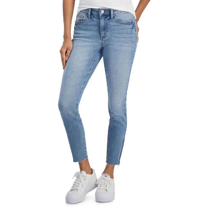 Juniors Womens Mid-Rise Zipper Ankle Ankle Jeans Trendy Classic Fit Jeans