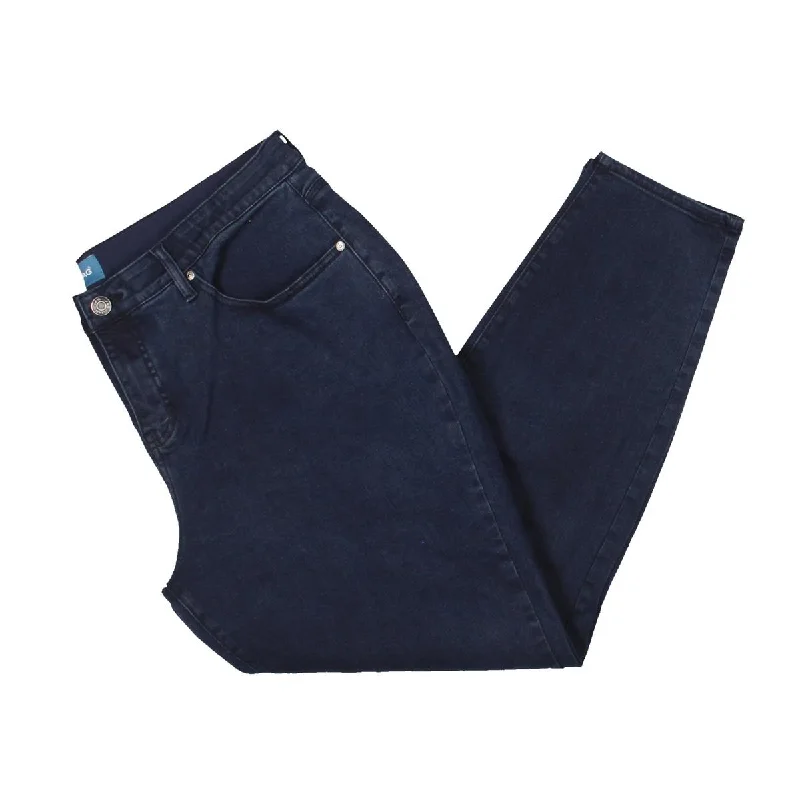 Plus Cecilia Womens Mid-Rise Smoothing Skinny Jeans Classic Blue Denim Jeans