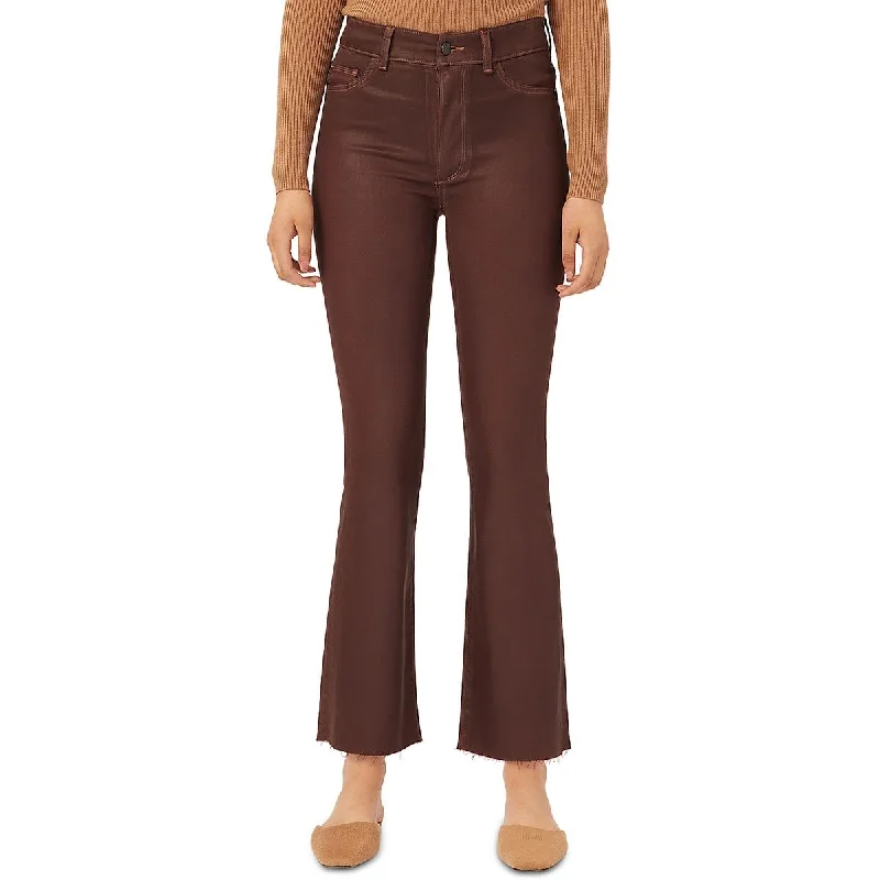 Bridget Womens High Rise Coated Bootcut Jeans Trendy Skinny High-Waist Jeans