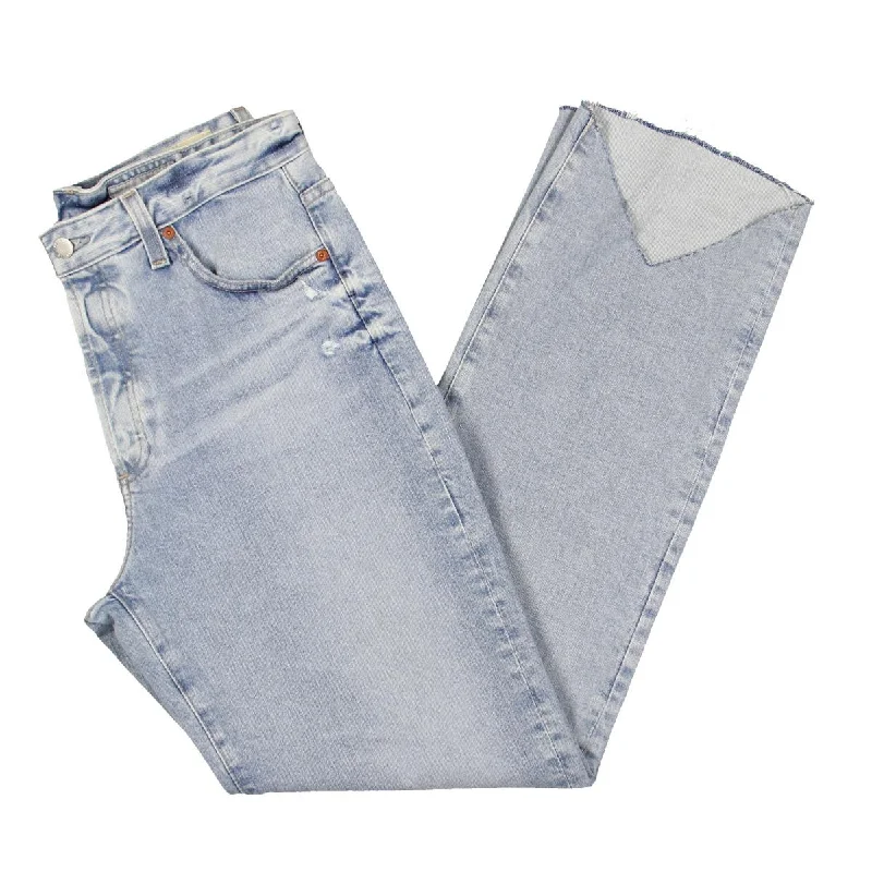 Womens High Rise Light Wash Straight Leg Jeans Cozy Tencel Blend Denim Jeans