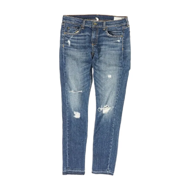 Blue Solid Jeans Casual Distressed Denim Jeans