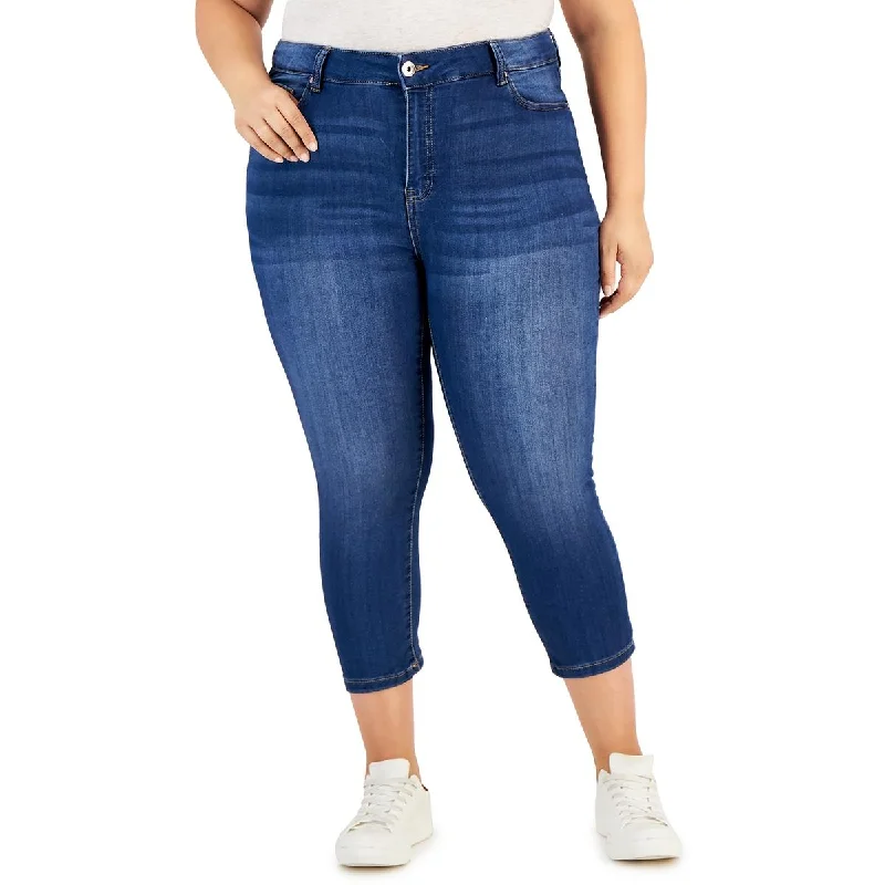 Celebrity Pink Womens Plus Mid-Rise Cropped Skinny Jeans Casual Distressed Skinny Jeans