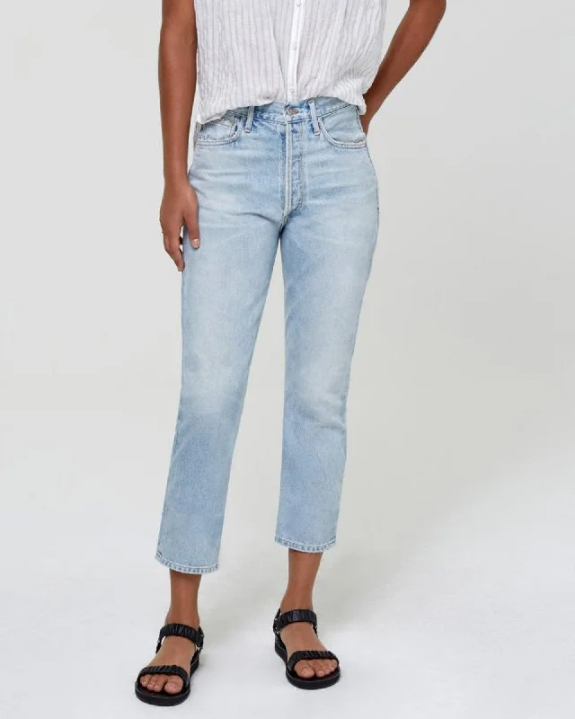 "Charlotte Crop" Straight Jeans Cozy Stretch High-Waist Jeans