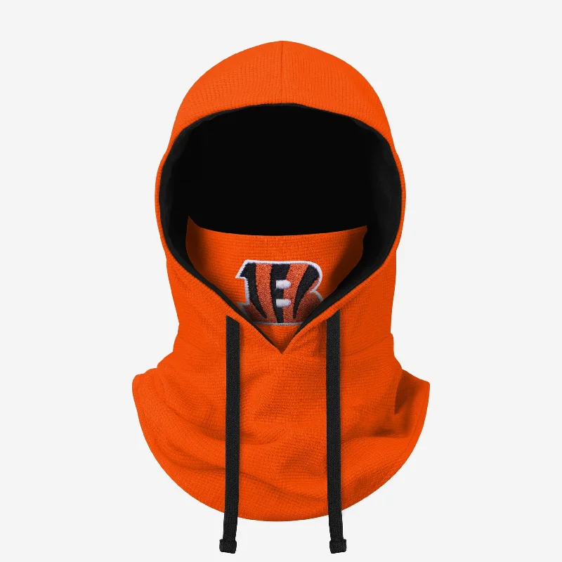 Cincinnati Bengals Waffle Drawstring Hooded Gaiter Hoodie with Raglan Sleeves Sporty Comfortable