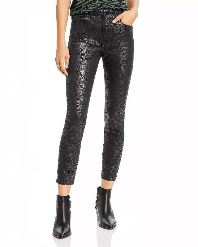 Coated Skinny Ankle Jean In Mamba Snake Comfortable Straight-Legged Denim