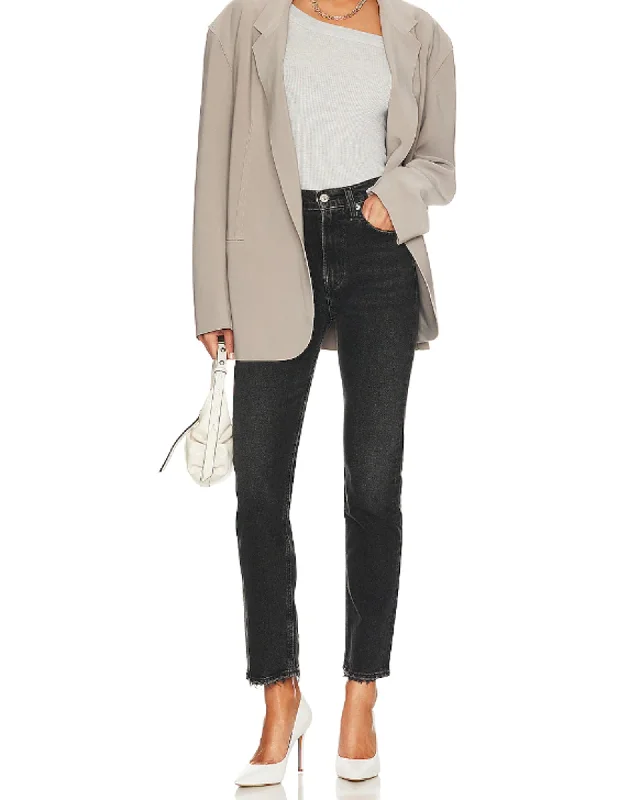 "Daphne" Stovepipe Jeans Elegant Raw Hem Jeans