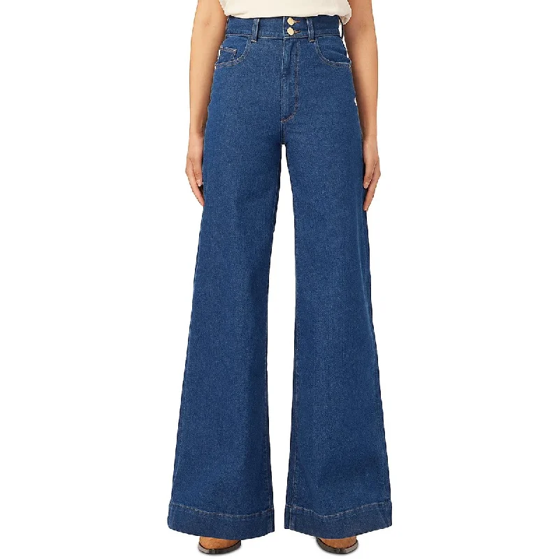 DL1961 Womens Hepburn High Rise Denim Wide Leg Jeans Comfortable Full-Length Denim Jeans