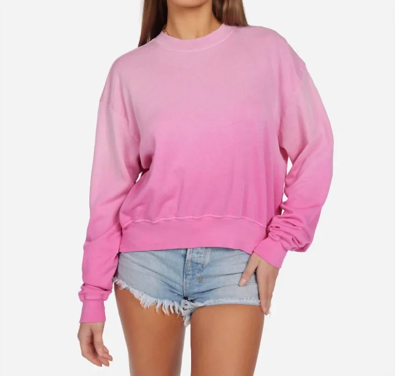 Exon Sweatshirt In Faded Pink Hoodie with Tied Waist Feminine Flattering