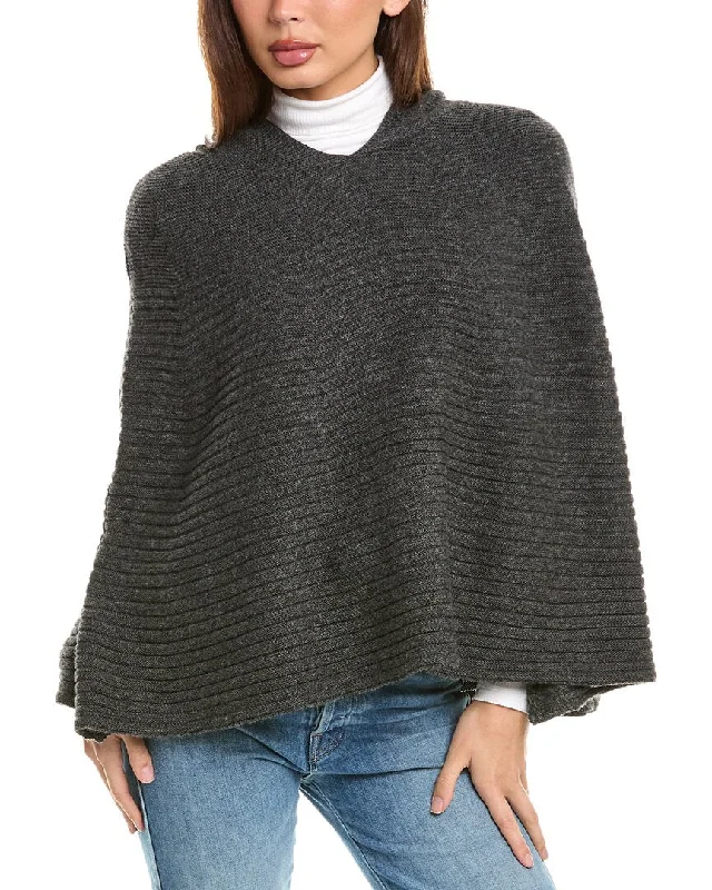 Forte Cashmere Hooded Wool & Cashmere-Blend Poncho Hoodie with Zipper Placket Modern Functional