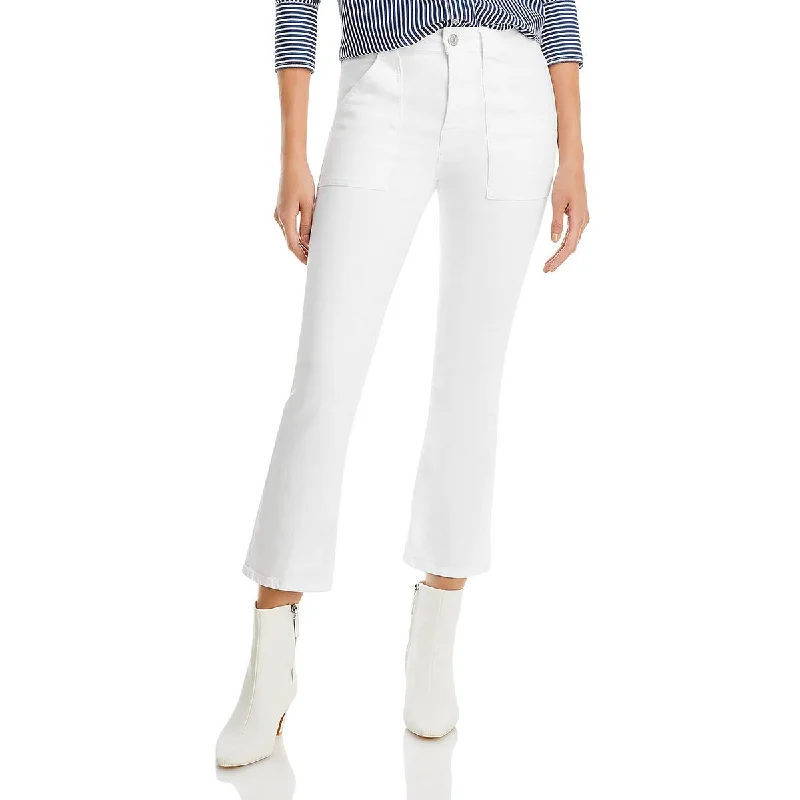 FRAME Womens Denim Crop Bootcut Jeans Trendy Pleated Waist Jeans