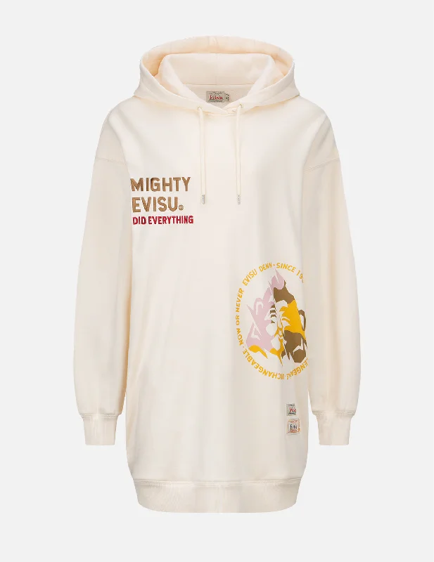 Godhead Print Hooded Sweatshirt Tunic Hoodie with Ribbed Cuffs Snug Fit Comfort
