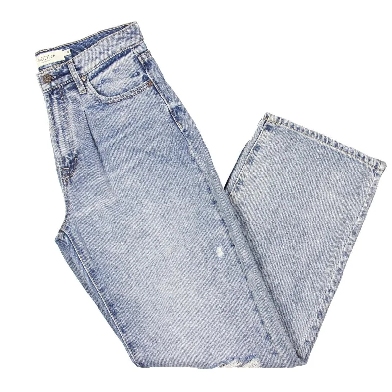 Hidden Jeans Womens High Rise Distressed Straight Leg Jeans Comfortable Full-Length Denim Jeans